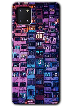 Galaxy Note 10 Lite Kılıf HD Desen Baskılı Arka Kapak - Şehir Görünümü 