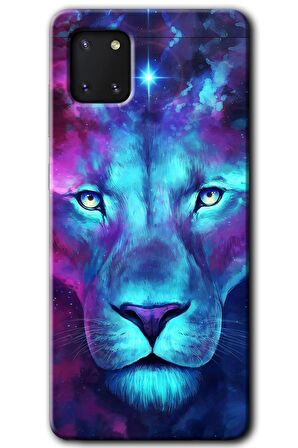 Galaxy Note 10 Lite Kılıf HD Desen Baskılı Arka Kapak - Neon Lion 