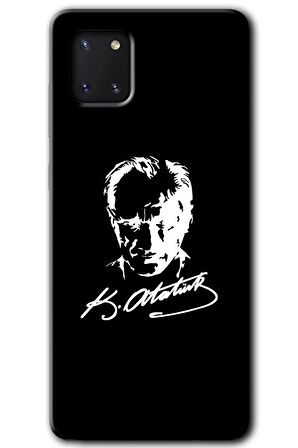 Galaxy Note 10 Lite Kılıf HD Desen Baskılı Arka Kapak - Atatürk Silüet İmza 
