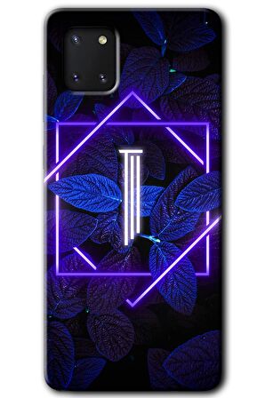Galaxy Note 10 Lite Kılıf HD Desen Baskılı Arka Kapak - Dark Neon Yaprak I Harfi 