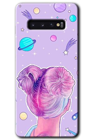 Galaxy S10 Kılıf HD Desen Baskılı Arka Kapak - Uzaylı Kız 