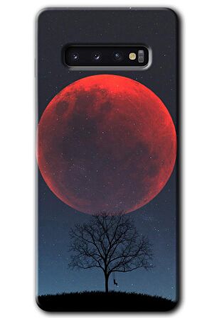Galaxy S10 Kılıf HD Desen Baskılı Arka Kapak - Kanlı Ay 