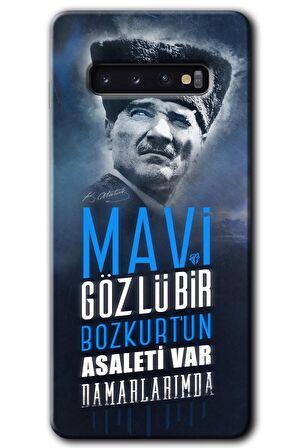 Galaxy S10 Kılıf HD Desen Baskılı Arka Kapak - Bozkurt Atatürk 