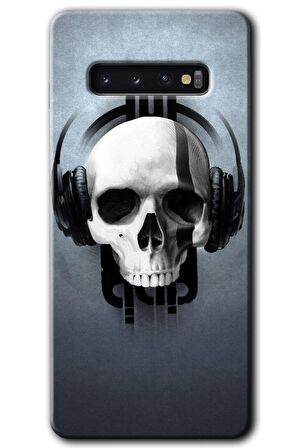 Galaxy S10 Kılıf HD Desen Baskılı Arka Kapak - Müzik Kurukafa 