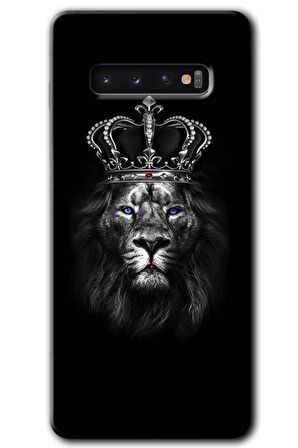 Galaxy S10 Kılıf HD Desen Baskılı Arka Kapak - King Lion 