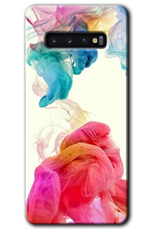 Galaxy S10 Kılıf HD Desen Baskılı Arka Kapak - Gökkuşağı Color 