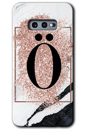 Galaxy S10e Kılıf HD Desen Baskılı Arka Kapak - Pembe Mermer Desenli Ö Harfi 