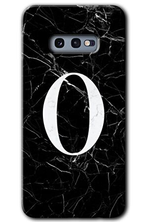 Galaxy S10e Kılıf HD Desen Baskılı Arka Kapak - Siyah Mermer Desenli O Harfi 