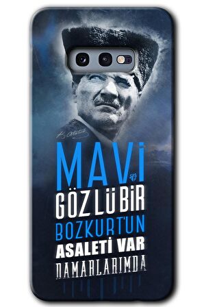 Galaxy S10e Kılıf HD Desen Baskılı Arka Kapak - Bozkurt Atatürk 