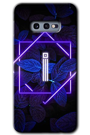 Galaxy S10e Kılıf HD Desen Baskılı Arka Kapak - Dark Neon Yaprak İ Harfi 