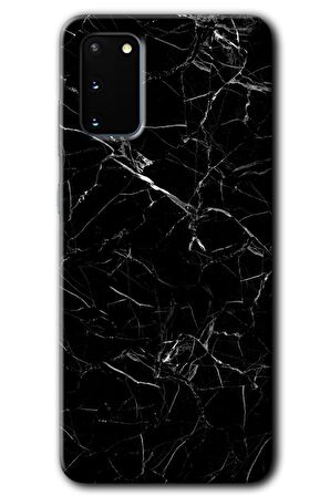 Galaxy S20 Kılıf HD Desen Baskılı Arka Kapak - Siyah Mermer 