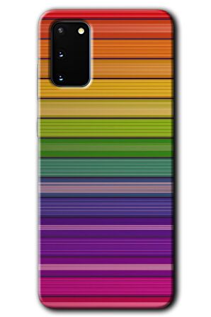 Galaxy S20 Kılıf HD Desen Baskılı Arka Kapak - Colorful Lines 