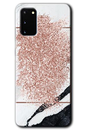 Galaxy S20 Kılıf HD Desen Baskılı Arka Kapak - Simli Mermer 