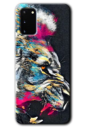 Galaxy S20 Kılıf HD Desen Baskılı Arka Kapak - Colorfull Aslan 