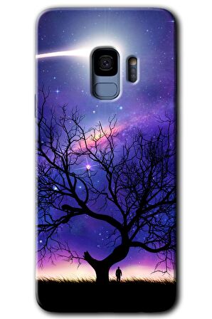 Galaxy S9 Kılıf HD Desen Baskılı Arka Kapak - Uzay Silüet 