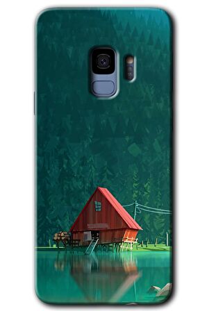 Galaxy S9 Kılıf HD Desen Baskılı Arka Kapak - House In Woods 