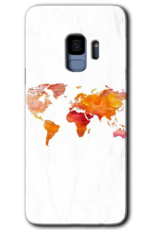 Galaxy S9 Kılıf HD Desen Baskılı Arka Kapak - Dünya Haritası 