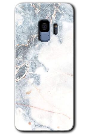Galaxy S9 Kılıf HD Desen Baskılı Arka Kapak - White Marble 