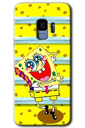 Galaxy S9 Kılıf HD Desen Baskılı Arka Kapak - Aşık Sünger Bob 