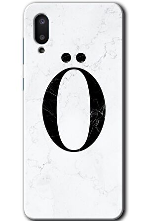 Galaxy A02 Kılıf HD Desen Baskılı Arka Kapak - Beyaz Mermer Desenli Ö Harfi 