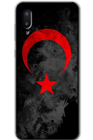 Galaxy A02 Kılıf HD Desen Baskılı Arka Kapak - Black Ayyıldız 