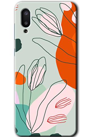 Galaxy A02 Kılıf HD Desen Baskılı Arka Kapak - Vektör Çiçekler 