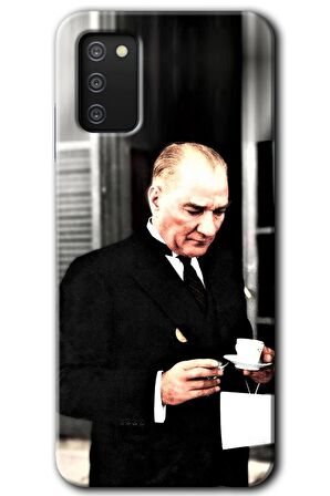 Galaxy A02s Kılıf HD Desen Baskılı Arka Kapak - Atatürk Türk Kahvesi 
