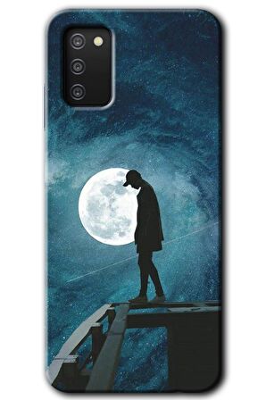 Galaxy A02s Kılıf HD Desen Baskılı Arka Kapak - Dolunay Yalnızlık 