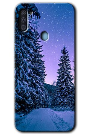 Galaxy A11 Kılıf HD Desen Baskılı Arka Kapak - Kış Manzarası 