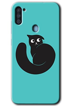 Galaxy A11 Kılıf HD Desen Baskılı Arka Kapak - Cat Vector 