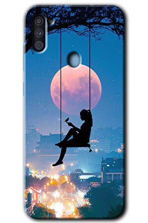 Galaxy A11 Kılıf HD Desen Baskılı Arka Kapak - Yalnız Kadın 