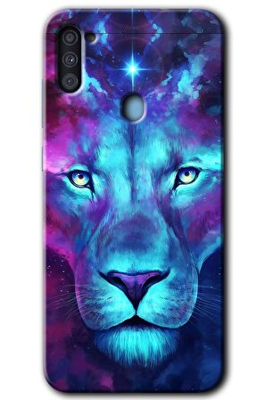 Galaxy A11 Kılıf HD Desen Baskılı Arka Kapak - Neon Lion 