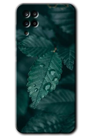 Galaxy A12 Kılıf HD Desen Baskılı Arka Kapak - Yağmurlu Yaprak 