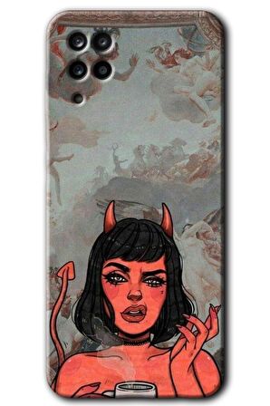 Galaxy A12 Kılıf HD Desen Baskılı Arka Kapak - Devil Girl 