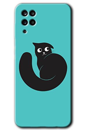 Galaxy A12 Kılıf HD Desen Baskılı Arka Kapak - Cat Vector 