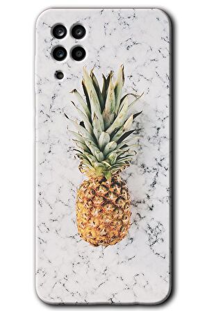 Galaxy A12 Kılıf HD Desen Baskılı Arka Kapak - Ananas 