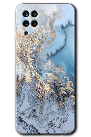 Galaxy A12 Kılıf HD Desen Baskılı Arka Kapak - Eski Mermer 