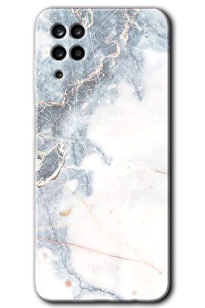 Galaxy A12 Kılıf HD Desen Baskılı Arka Kapak - White Marble 