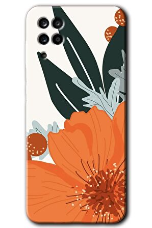 Galaxy A12 Kılıf HD Desen Baskılı Arka Kapak - Portakal Çiçeği 