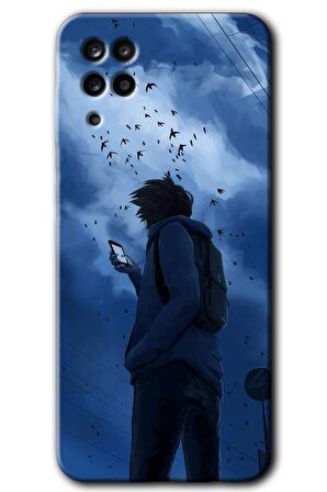 Galaxy A12 Kılıf HD Desen Baskılı Arka Kapak - Sonbahar Yalnızlığı 