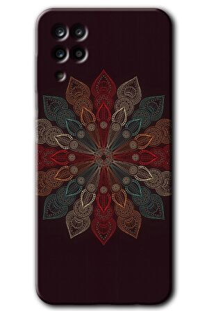 Galaxy A12 Kılıf HD Desen Baskılı Arka Kapak - Mandala Flower Wal 