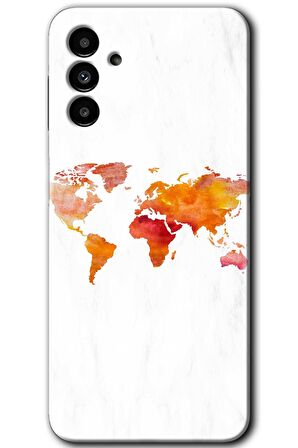 Galaxy A13 5G Kılıf HD Desen Baskılı Arka Kapak - Dünya Haritası 