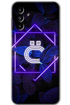 Galaxy A13 5G Kılıf HD Desen Baskılı Arka Kapak - Dark Neon Yaprak Ö Harfi 