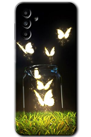 Galaxy A13 5G Kılıf HD Desen Baskılı Arka Kapak - Işıklı Kelebekler 
