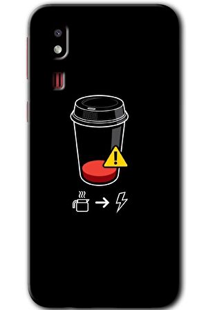 Galaxy A2 Core Kılıf HD Desen Baskılı Arka Kapak - Coffee Battery 
