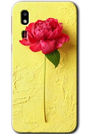 Galaxy A2 Core Kılıf HD Desen Baskılı Arka Kapak - Kırmızı Gül 