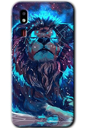 Galaxy A2 Core Kılıf HD Desen Baskılı Arka Kapak - Neon Aslan 
