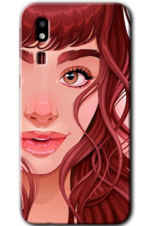 Galaxy A2 Core Kılıf HD Desen Baskılı Arka Kapak - Kızıl Kız 