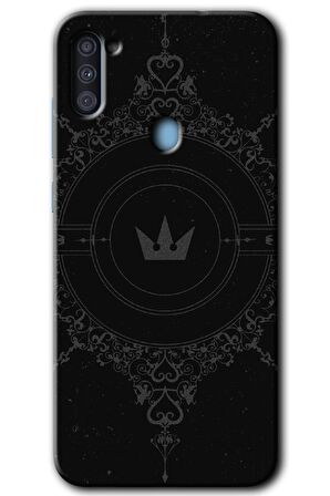 Galaxy M11 Kılıf HD Desen Baskılı Arka Kapak - Siyah Mandala 1 