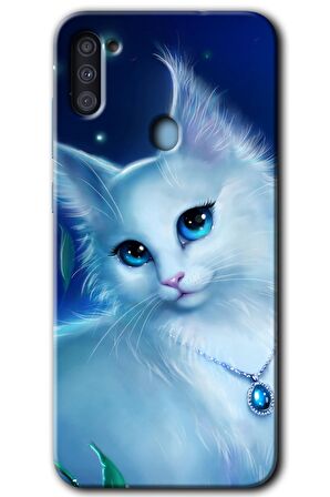 Galaxy M11 Kılıf HD Desen Baskılı Arka Kapak - Cat Glance 
